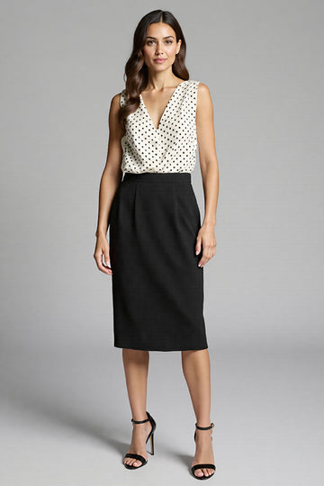 Polka Dots Sheath Black Midi Dress